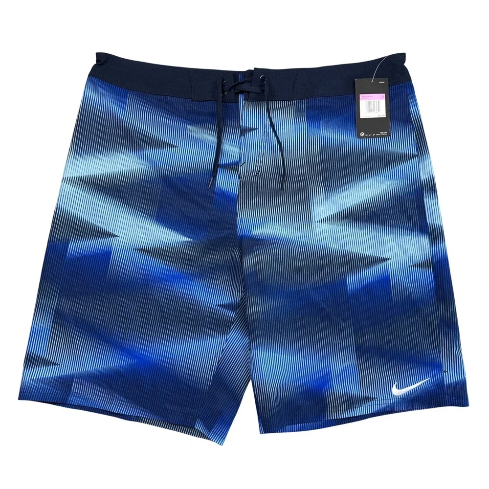 Nike Mens Blue Geometric Digital Print Board Shorts Swim Trunks Surfing Beach 38